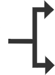 A black arrow points right, then curves downwards with sharp angles, against a plain white background.